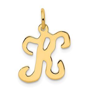 14k Yellow Gold, Sophia Collection, Small Script Initial K Pendant